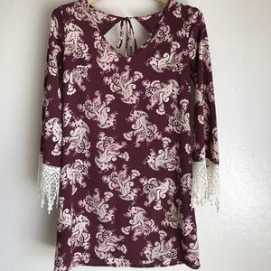 Paisley Design Dress with Lace