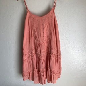 Boho Coral Dress with Lace