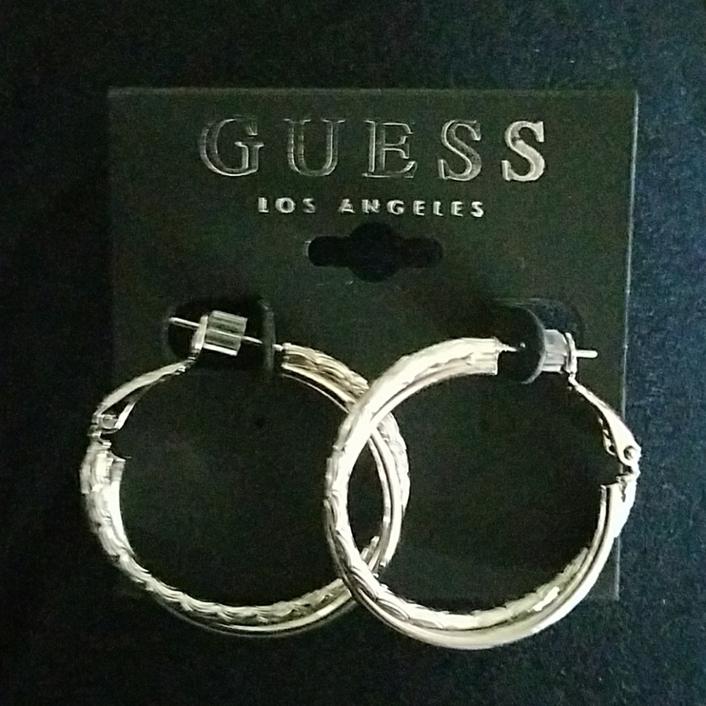 DonatedNwt Guess silver hoop earrings