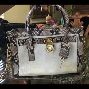 MK Hamilton Frame Out Embossed Leather Bag