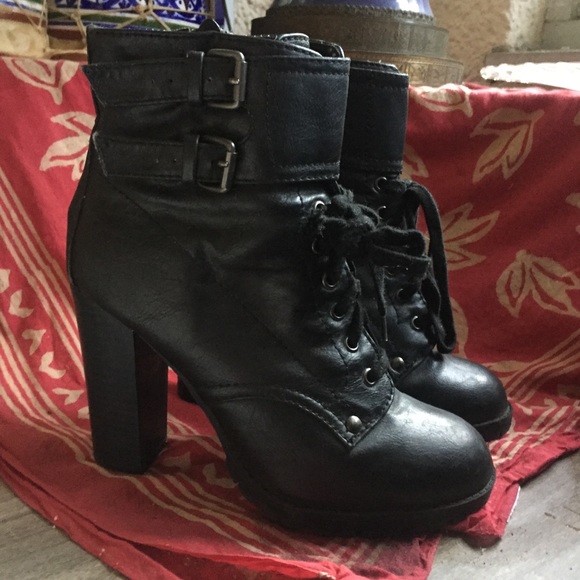 12 Pm By Mon Ami Shoes - Faux-Leather High-Heeled Boots