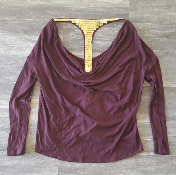 Dark Burgundy Gold Detailed Long Sleeve - Picture 2 of 2