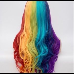 Heat resistant rainbow wig