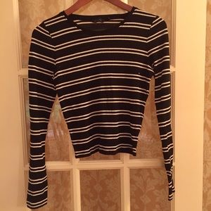 Black and White Striped Crop Top from London