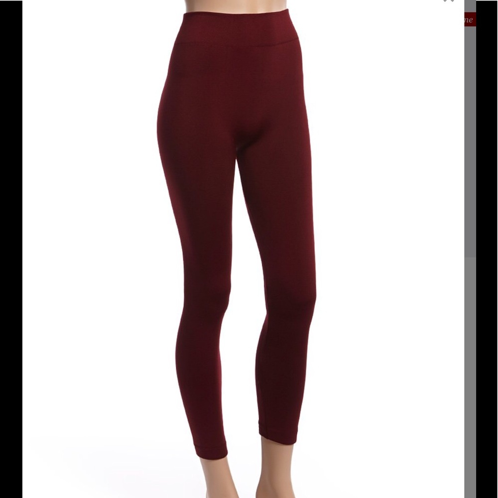 Burgundy fleece lined leggings
