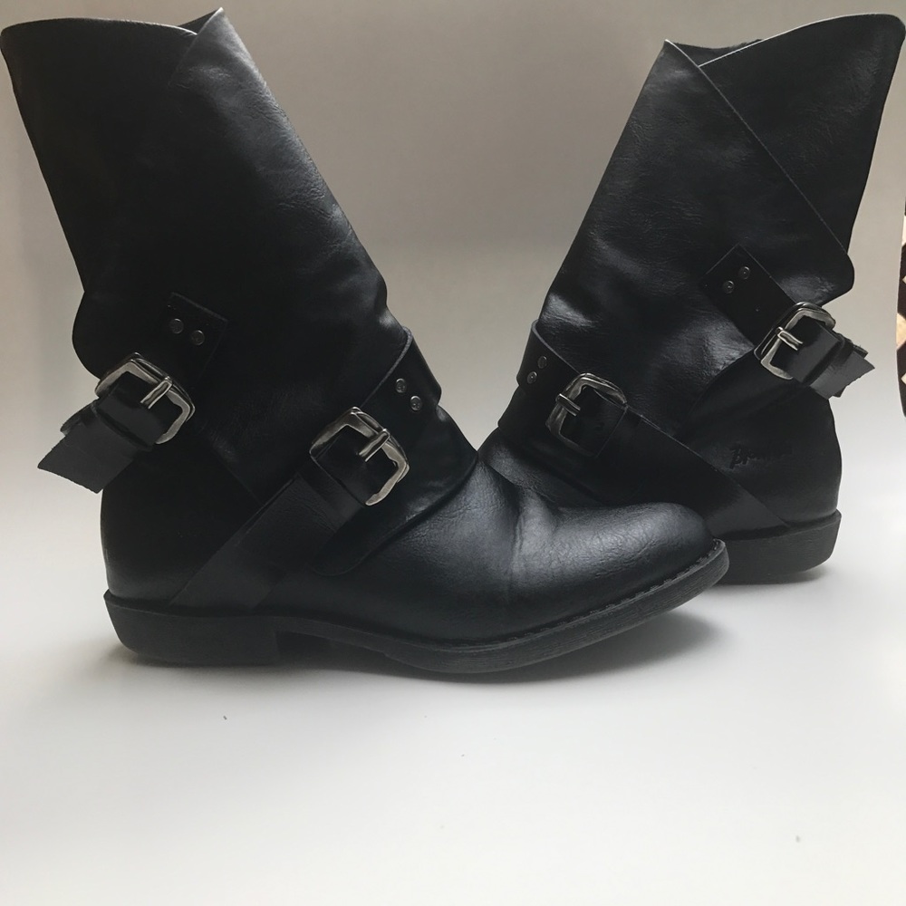 Blowfish Amanda Black Leather Mid Calf Boots 7.5