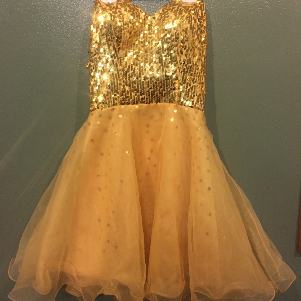Gold yellow hoco dress