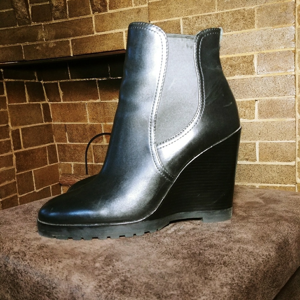 Michael Kors black wedge boots, 9