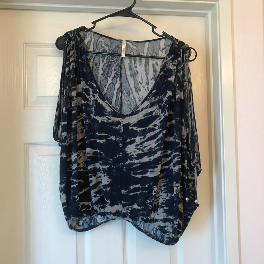 Navy & cream blouse