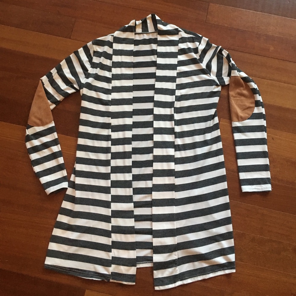 Cardigan with suede elbow patches