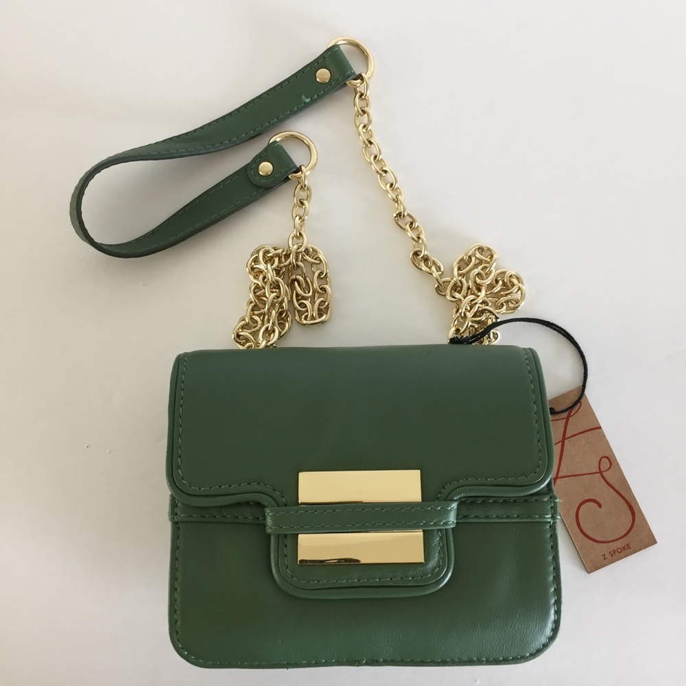 Gold/Green Z Spoke Zac Posen Leather Cross Body.