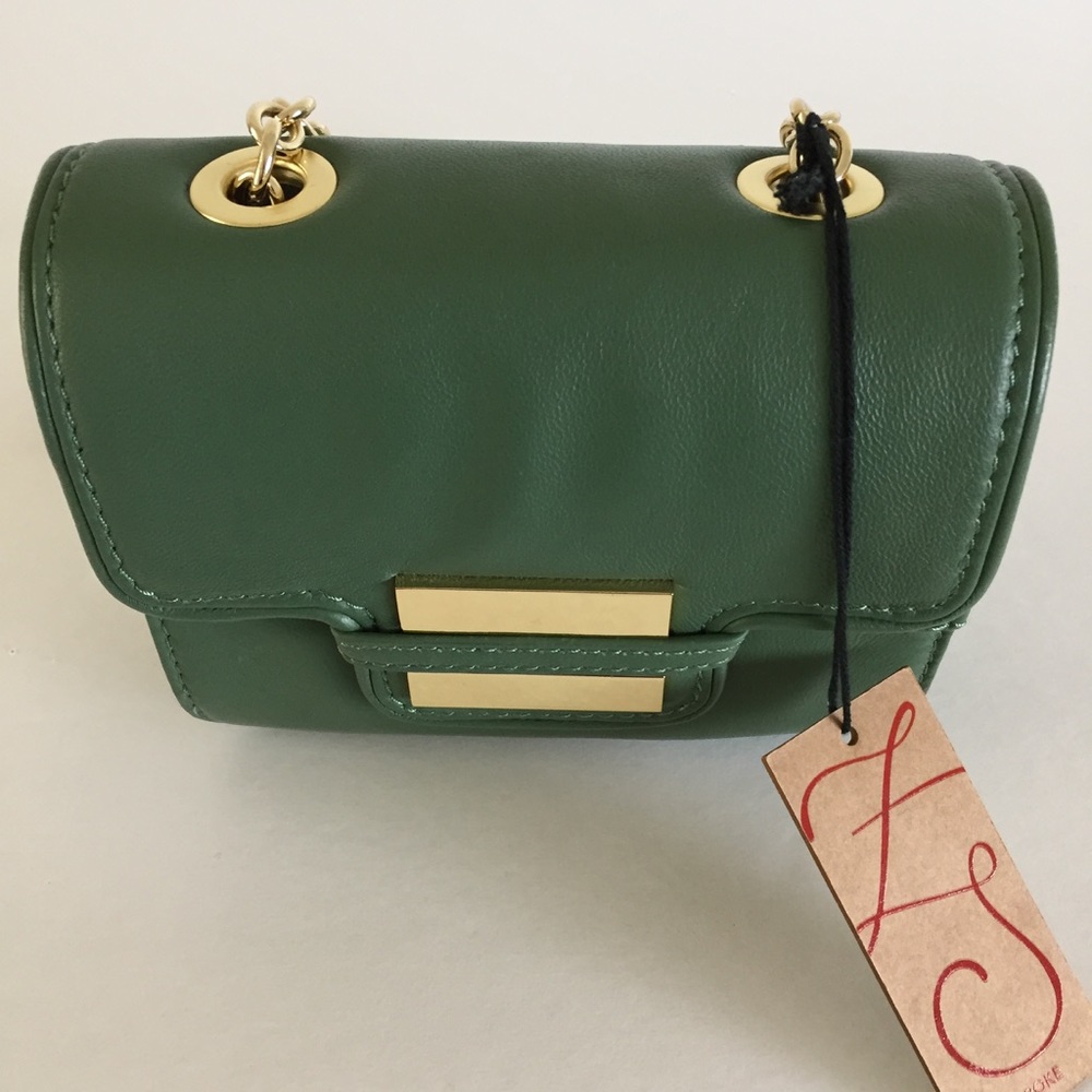 Gold/Green Z Spoke Zac Posen Leather Cross Body. - Picture 2 of 5
