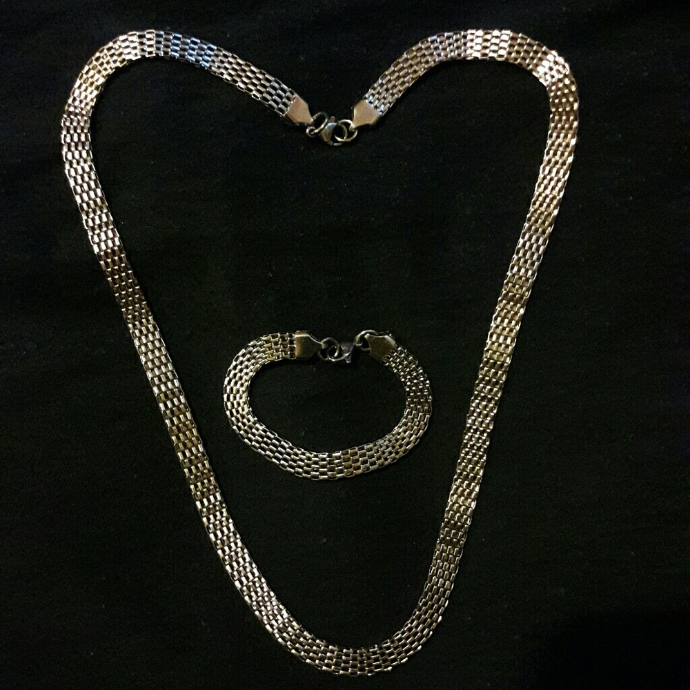 STAINLESS STEEL BISMARK NECKLACE AND BRACELET SET