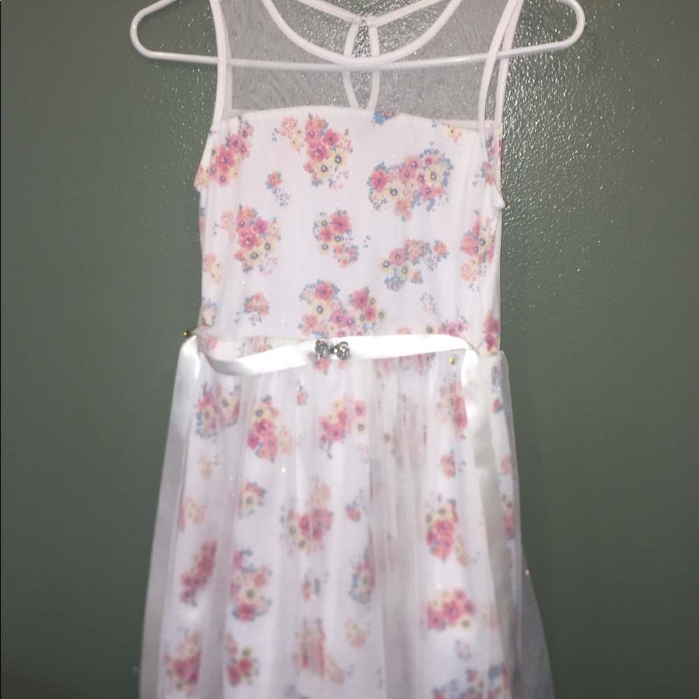 Floral and while sparkly kids dress