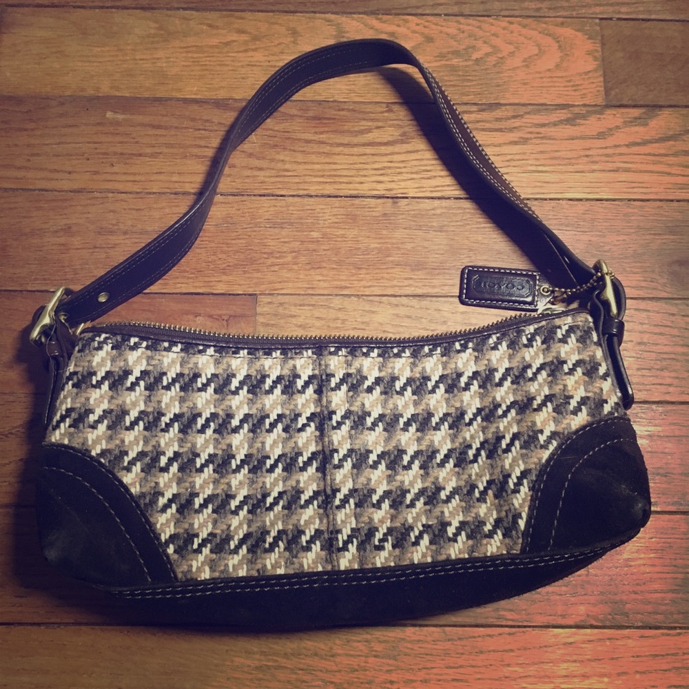 Brown Houndstooth Coach Bag