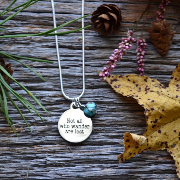 "Not all who wander are lost" Charm Necklace - Picture 2 of 4