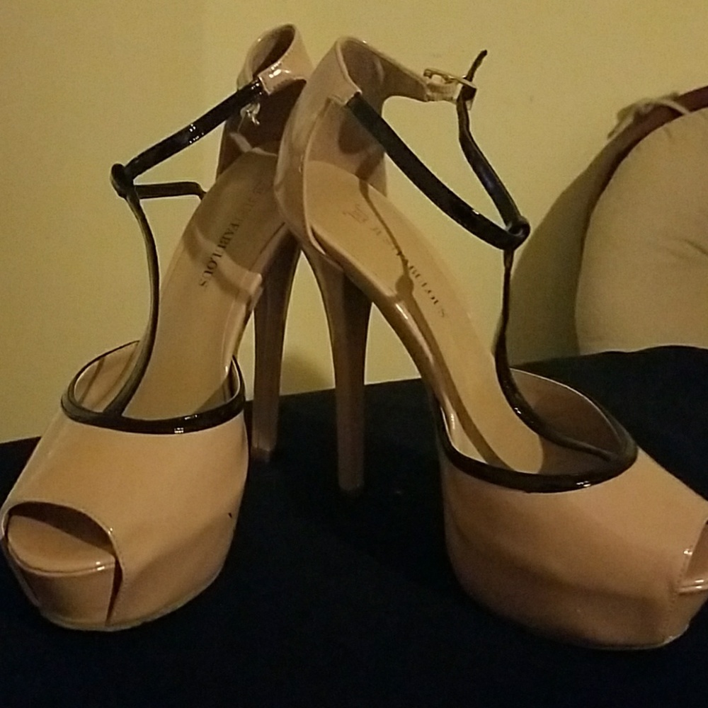 Tan and Black Justfab Heels