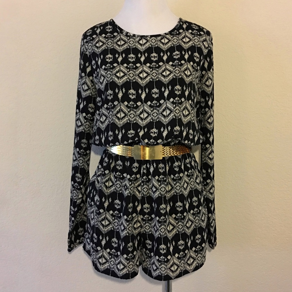 Black and White Shorts Romper