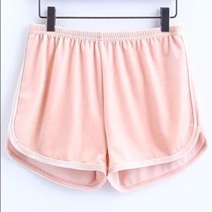 Pink velvet Elastic High waisted shorts