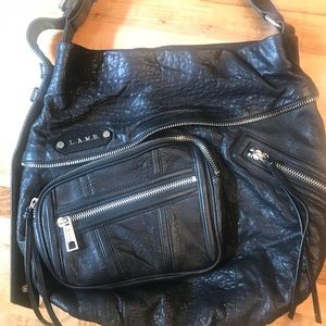 L.A.M.B. By Gwen Stefani black leather hobo purse