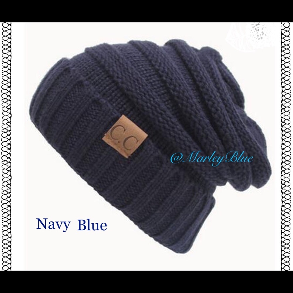Buy2 Get 1 FREE!!Trendy Navy Slouchy Knit Hat