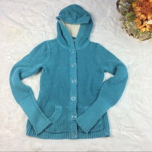 Y2K Girls twiggy L 14 turquoise hooded sweater 1060