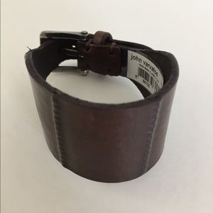 Brown/Silver Leather John Varvatos Leather Cuff.