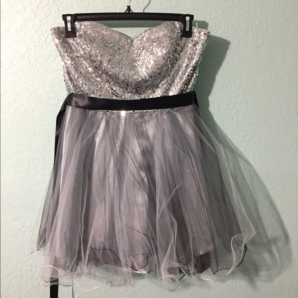 Silver Strapless Dress