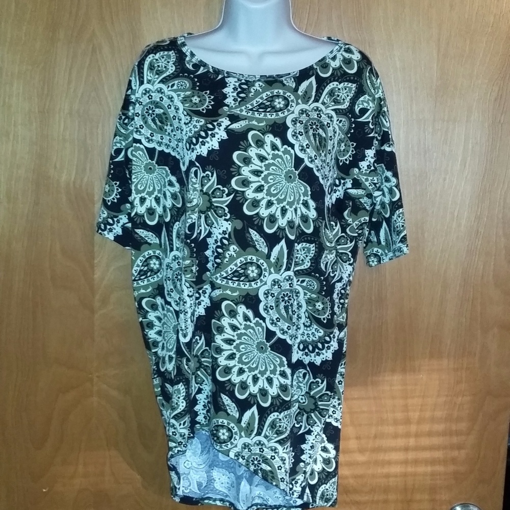 Black, Olive & white Paisley tunic