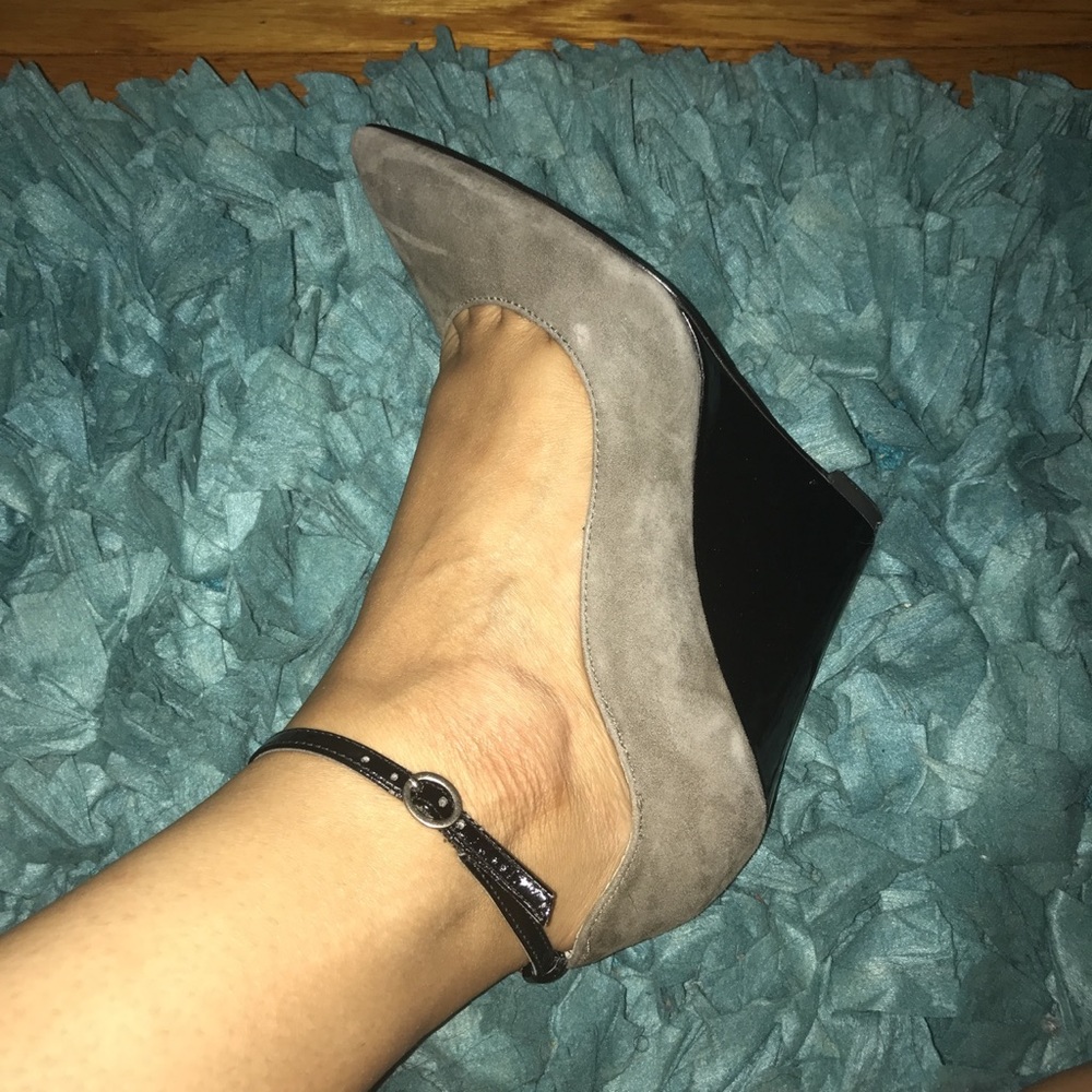 Leather ankle strap wedge