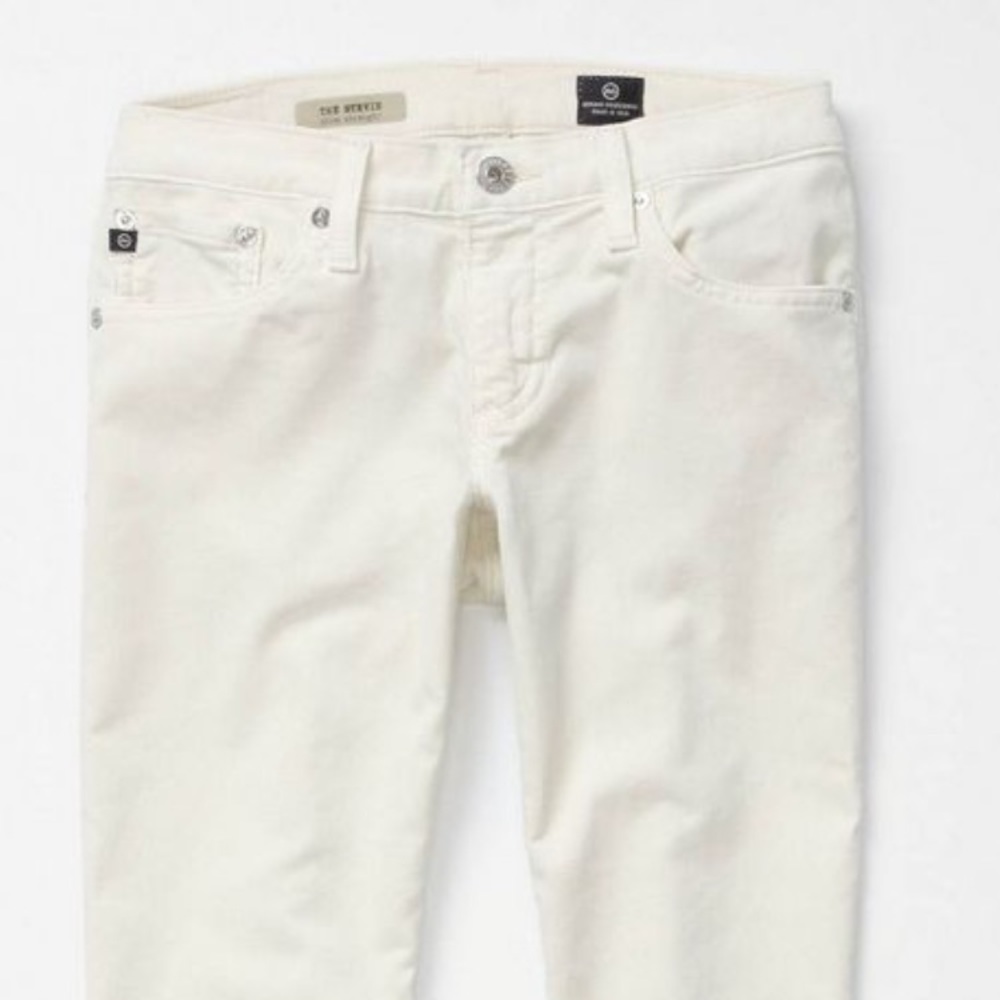 NWT AG Stevie Slim Straight Cords in Ivory