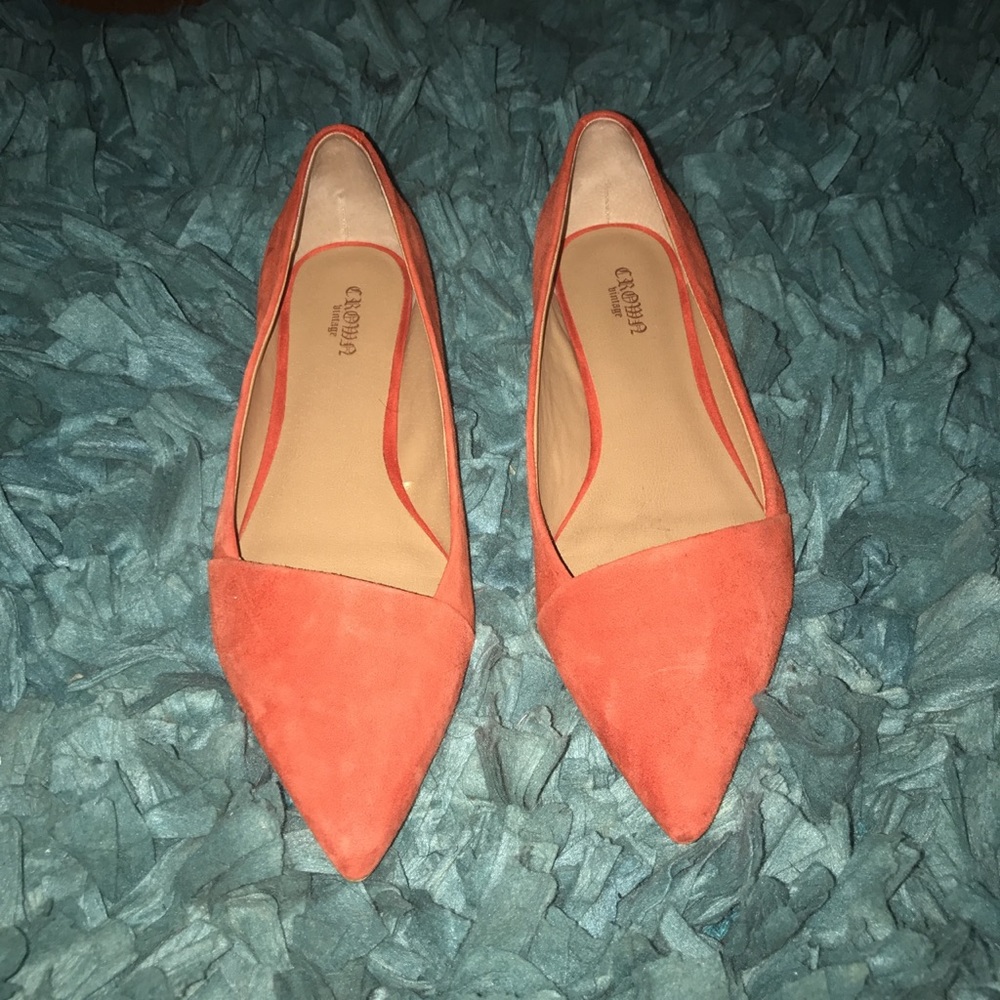 Orange leather/ suede flats