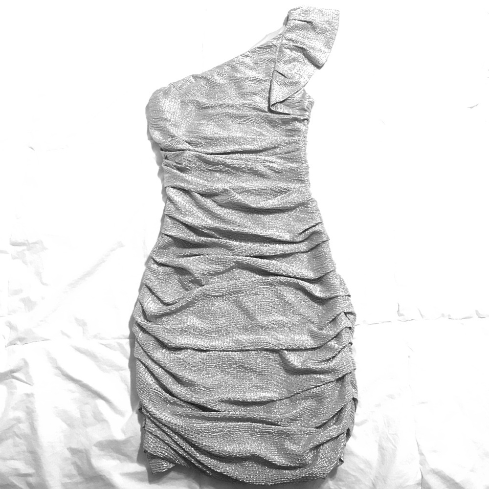 Silver one shouldered express dress