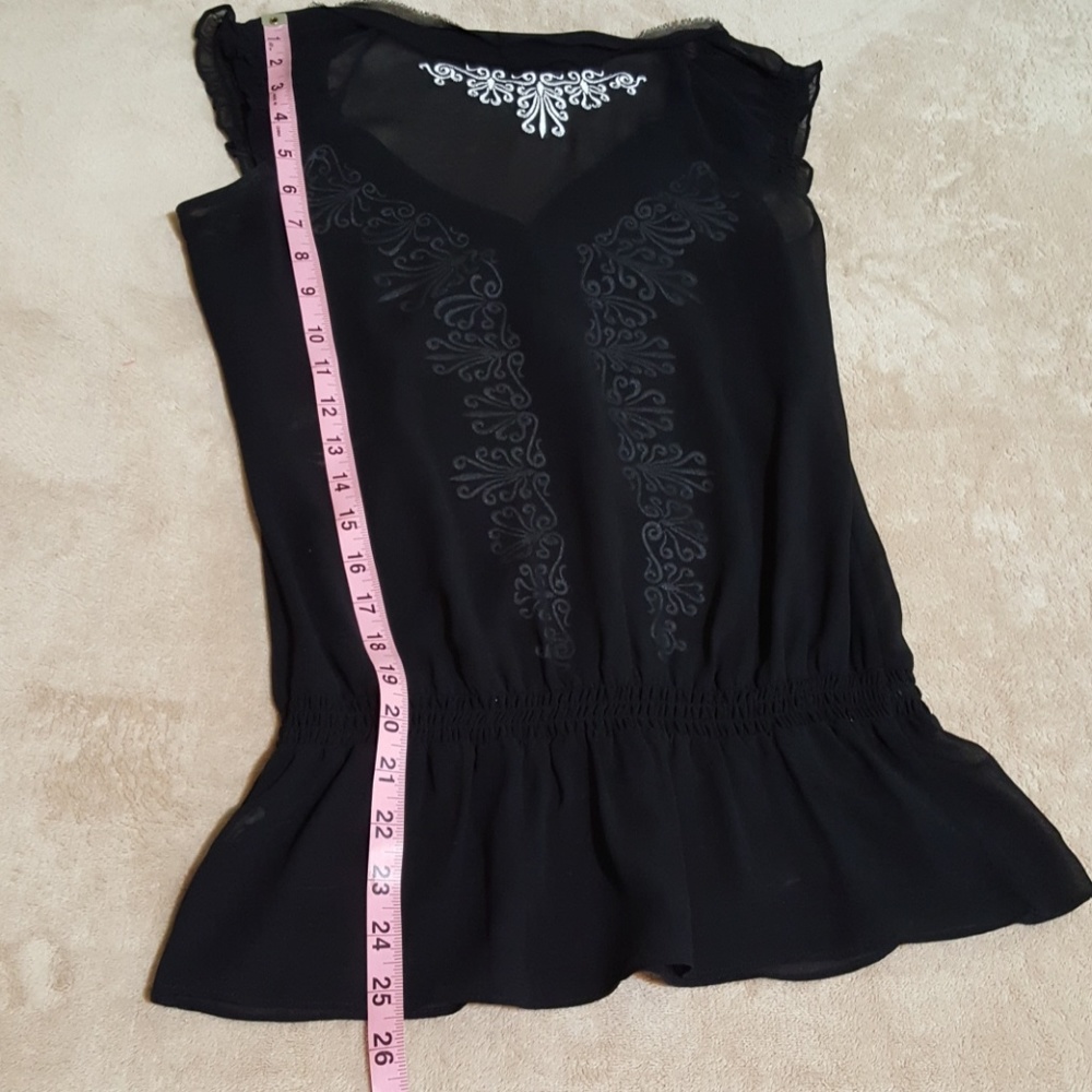 WHBM Black & White Sheer Blouse. Sz XS/S. - Picture 8 of 8
