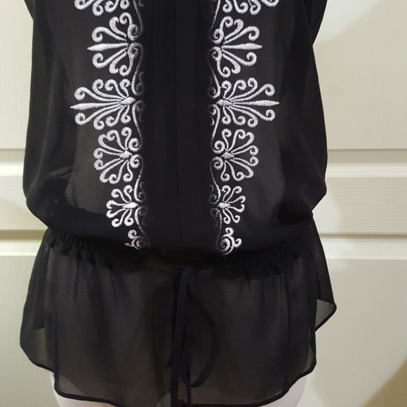 WHBM Black & White Sheer Blouse. Sz XS/S. - Picture 3 of 8