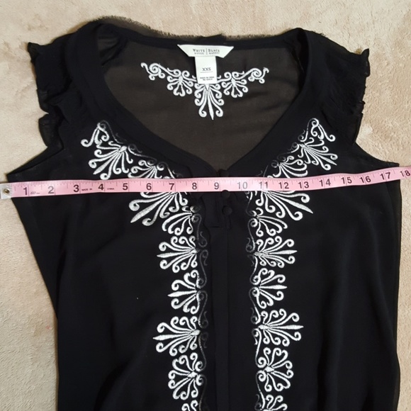 WHBM Black & White Sheer Blouse. Sz XS/S. - Picture 6 of 8