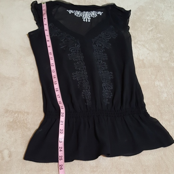 WHBM Black & White Sheer Blouse. Sz XS/S. - Picture 8 of 8