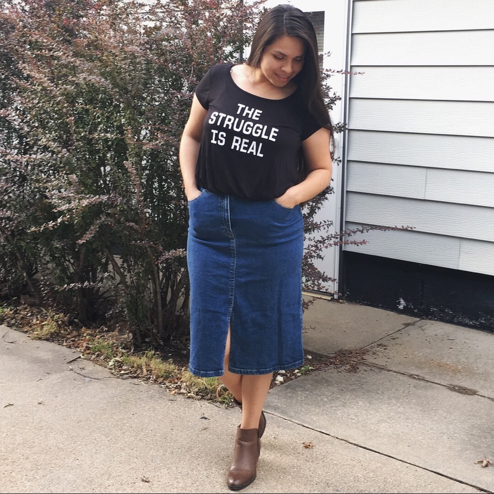 High waisted jean skirt