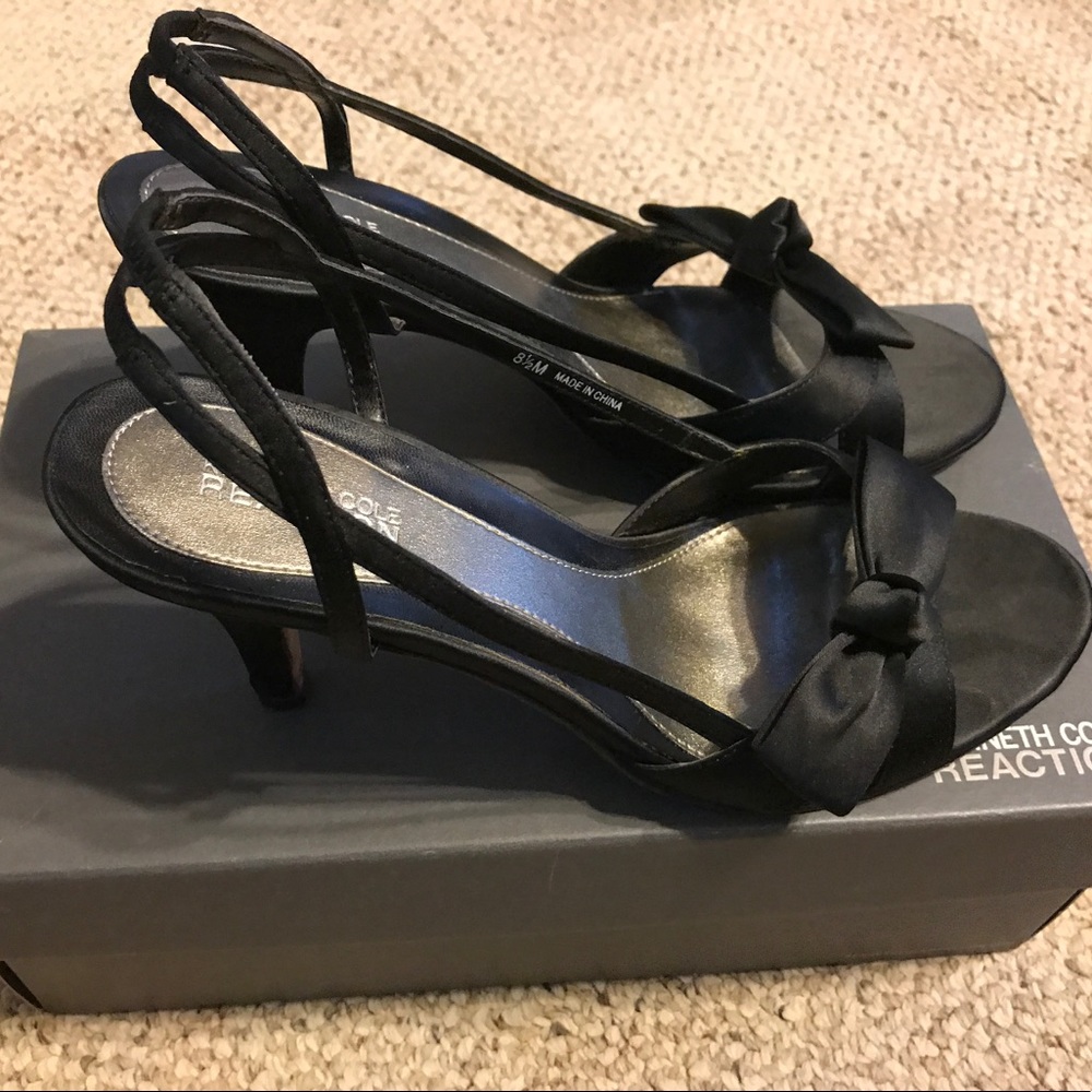 Kenneth Cole Black Strappy Heels with Bow