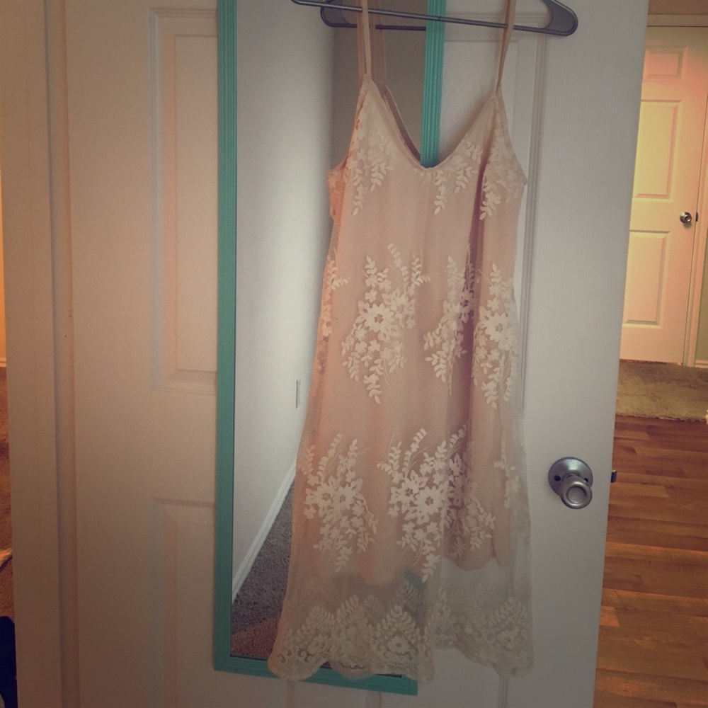 Sheer Cream white lace dress💕