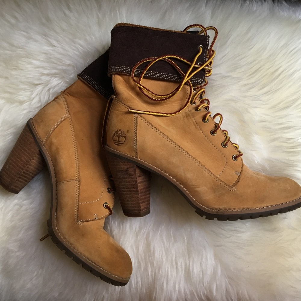 8W Heeled Timberland Ladies Work Boots Leather