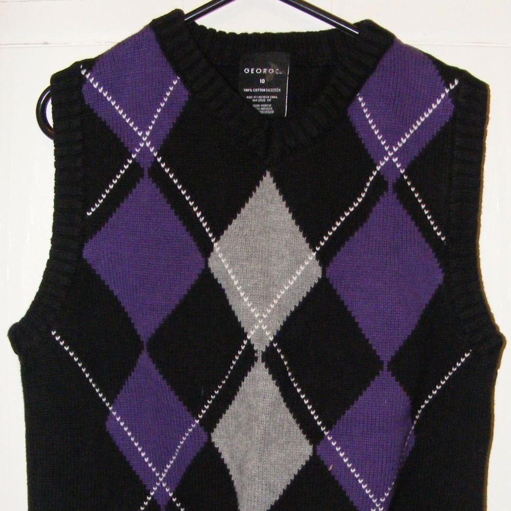 Boys George Sweater Vest Purple / Gray