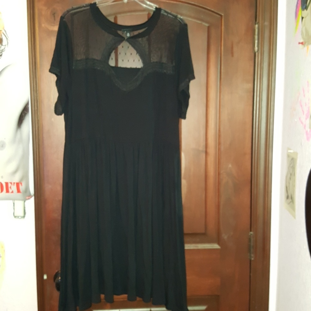 Dot Mesh Inset Skater Dress