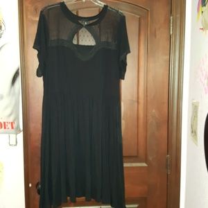 Dot Mesh Inset Skater Dress