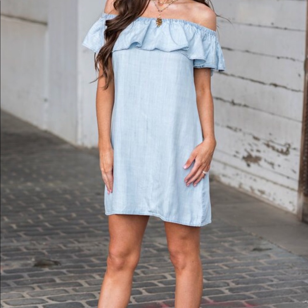 Denim ruffle dress