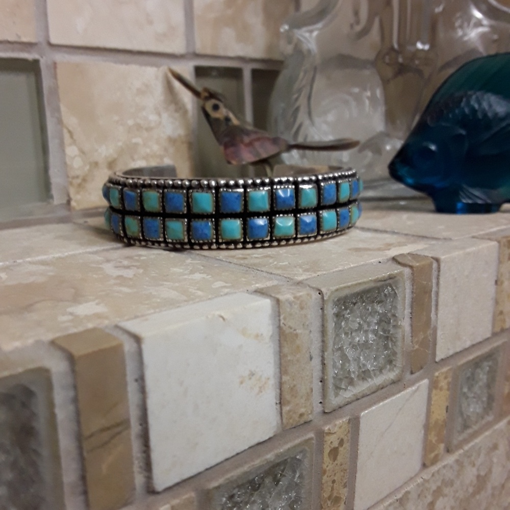 🚫SOLD🚫Sterling Lapis & Turquoise Cuff