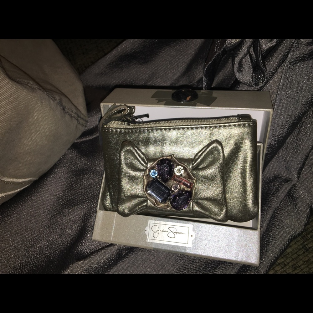Jessica Simpson pewter coin purse nwt