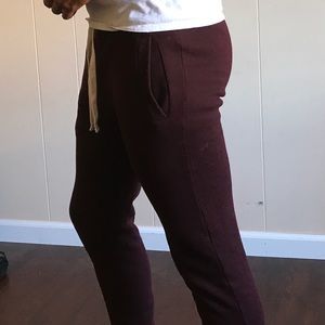 Burgundy sweatpants joggers