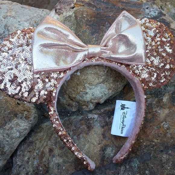NEW RARE ROSE GOLD MINNIE EARS - Picture 1 of 2