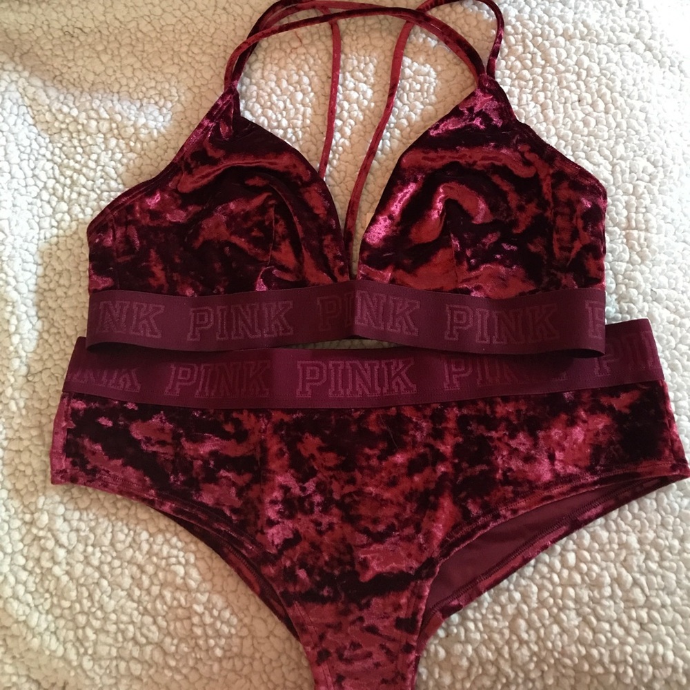 PINK Velvet Bra and Panty set!